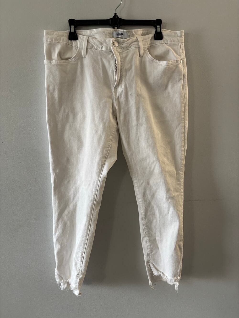 Just Black Womens Skinny Jeans Size 33 White Raw Hem Denim Coastal Minimalist
